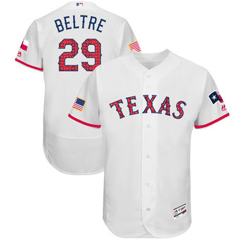 Texas Rangers Adrian Beltre Majestic 2017 Stars & Stripes Authentic Collection FlexBase Player Jersey - White