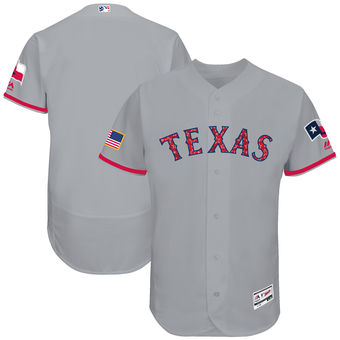 Texas Rangers Majestic 2017 Stars & Stripes Authentic Collection FlexBase Team Jersey - Gray