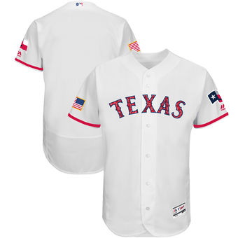 Texas Rangers Majestic 2017 Stars & Stripes Authentic Collection FlexBase Team Jersey - White