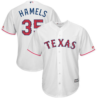Texas RangersCole Hamels  Majestic 2017 Stars & Stripes Cool Base Player Jersey - White