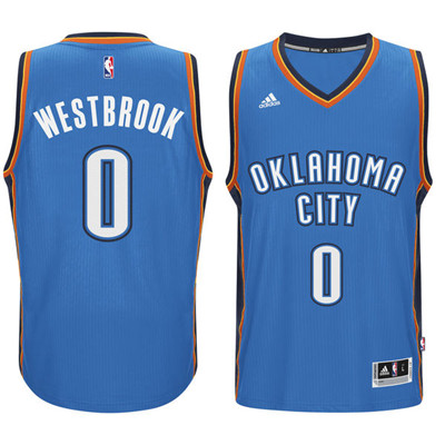 Thunder #0 Russell Westbrook Blue Swingman Jersey