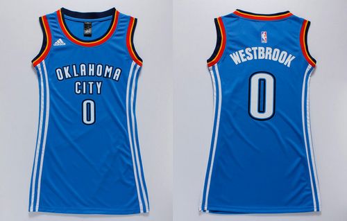 Thunder #0 Russell Westbrook Blue Women's Dress Stitched NBA Jersey