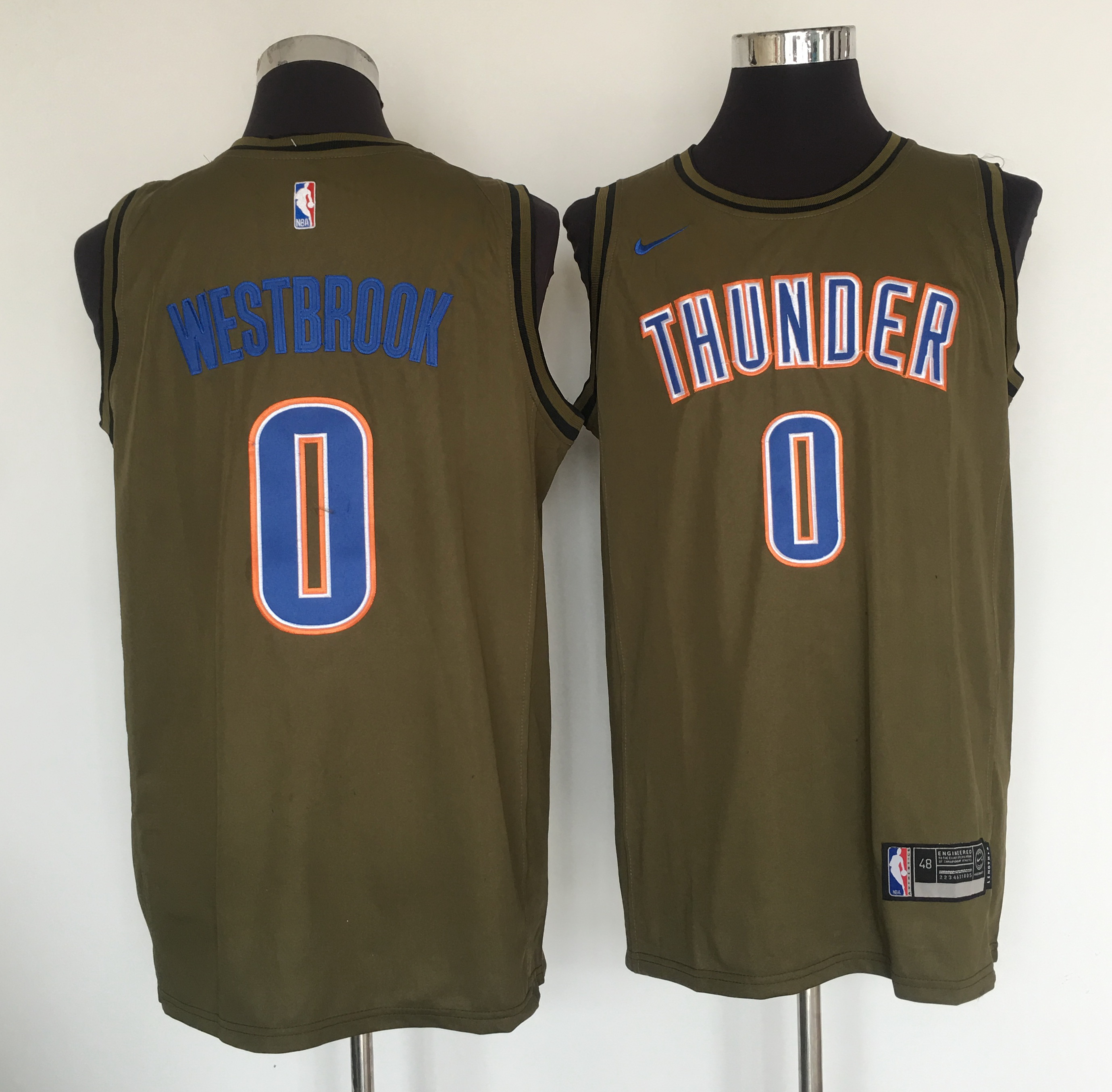 Thunder #0 Russell Westbrook Olive Nike Swingman Jersey