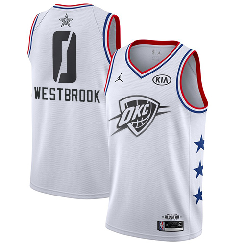Thunder #0 Russell Westbrook White Women's Basketball Jordan Swingman 2019 All-Star Game Jersey