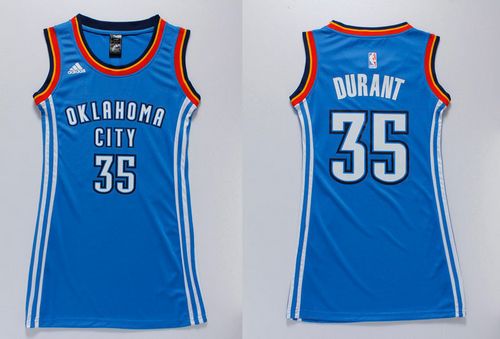 Thunder #35 Kevin Durant Blue Women's Dress Stitched NBA Jersey