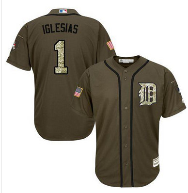 Tigers #1 Jose Iglesias Green Salute to Service Stitched MLB Jersey Tigers #1 Jose Iglesias Green Salute to Service Stitched MLB Jersey