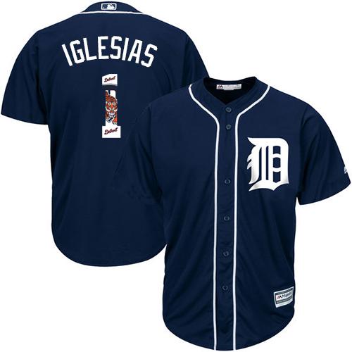 Tigers #1 Jose Iglesias Navy Blue Team Logo Fashion Stitched MLB Jersey Tigers #1 Jose Iglesias Navy Blue Team Logo Fashion Stitched MLB Jersey