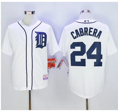 Tigers #24 Miguel Cabrera Stitched White MLB Jersey
