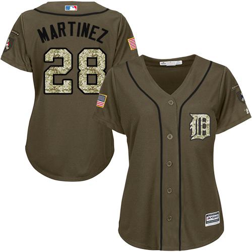 Tigers #28 J. D. Martinez Green Salute to Service Women's Stitched MLB Jersey Tigers #28 J. D. Martinez Green Salute to Service Women's Stitched MLB Jersey