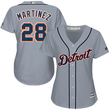 Tigers #28 J. D. Martinez Grey Road Women's Stitched MLB Jersey