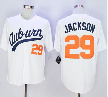 Tigers #29 Bo Jackson White Throwback Stitched NCAA Jersey