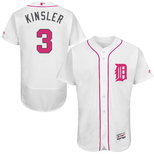 Tigers #3 Ian Kinsler White Flexbase Authentic Collection 2016 Mother's Day Stitched MLB Jersey Tigers #3 Ian Kinsler White Flexbase Authentic Collection 2016 Mother's Day Stitched MLB Jersey