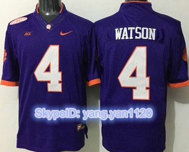 Tigers #4 Deshaun Watson Purple Limited Stitched NCAA Jersey