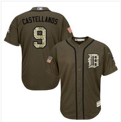Tigers #9 Nick Castellanos Green Salute to Service Stitched MLB Jersey