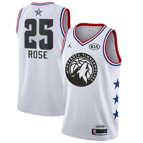 Timberwolves #25 Derrick Rose White Basketball Jordan Swingman 2019 All-Star Game Jersey Timberwolves #25 Derrick Rose White Basketball Jordan Swingman 2019 All-Star Game Jersey