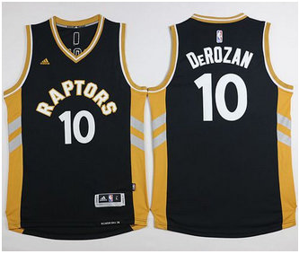 Toronto Raptors #10 DeMar DeRozan Black Gold Stitched NBA Jersey