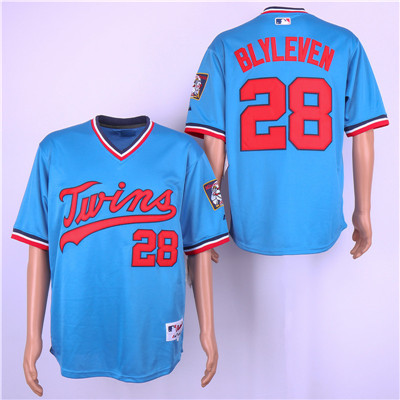 Twins #28 Bert Blyleven Blue Turn Back The Clock Jersey Twins #28 Bert Blyleven Blue Turn Back The Clock Jersey