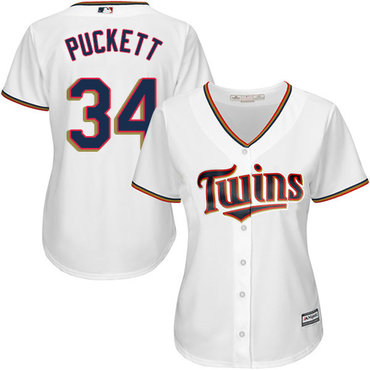 Twins #34 Kirby Puckett White Home Women's Stitched MLB Jersey Twins #34 Kirby Puckett White Home Women's Stitched MLB Jersey