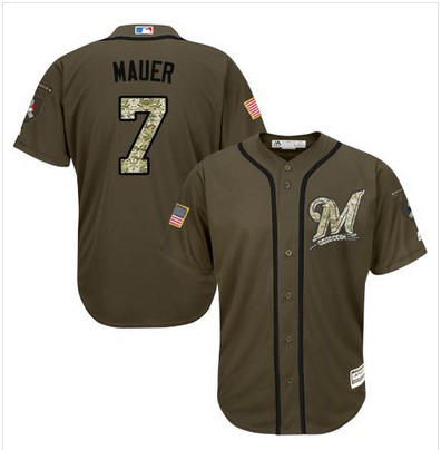 Twins #7 Joe Mauer Green Salute to Service Stitched MLB Jersey