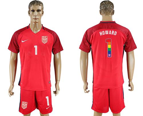 USA #1 Howard Red Rainbow Soccer Country Jersey USA #1 Howard Red Rainbow Soccer Country Jersey