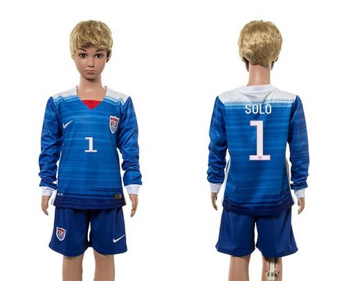 USA #1 Solo Away Long Sleeves Kid Soccer Country Jersey