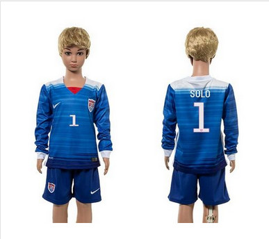 USA #1 Solo Away Long Sleeves Kid Soccer Country Jersey