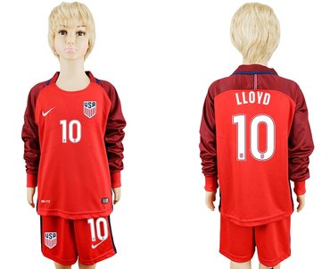 USA #10 Diskerud Home Long Sleeves Kid Soccer Country Jersey