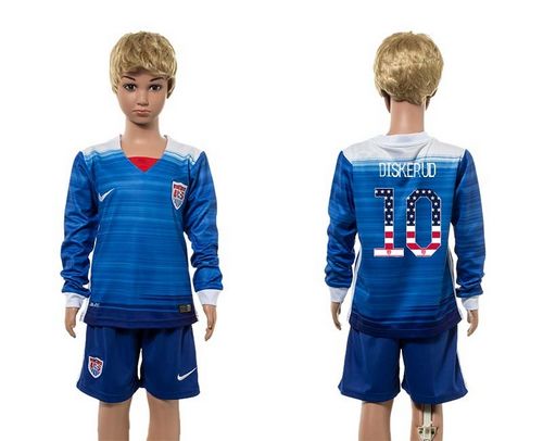 USA #10 Diskerud Independence Day Away Long Sleeves Kid Soccer  Country Jersey
