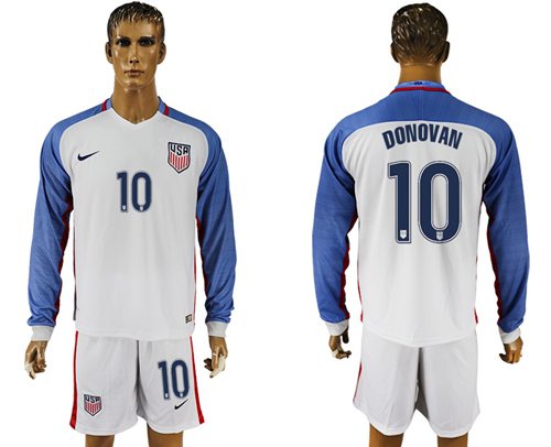 USA #10 Donovan Home Long Sleeves Soccer Country Jersey USA #10 Donovan Home Long Sleeves Soccer Country Jersey