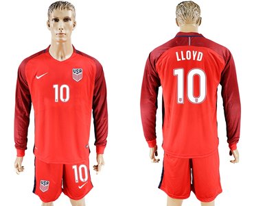 USA #10 Lloyd Home Long Sleeves Soccer Country Jersey