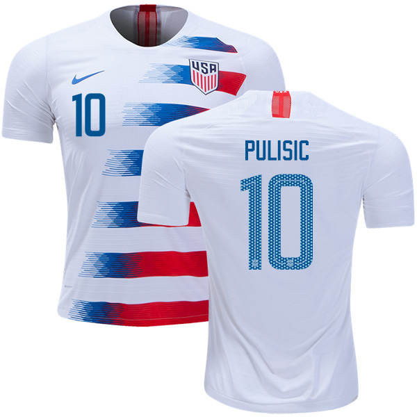 USA #10 Pulisic Home Soccer Country Jersey