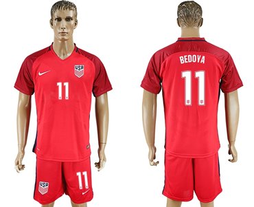 USA #11 Bedoya Red Home Soccer Country Jersey