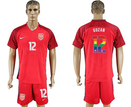 USA #12 Guzan Red Rainbow Soccer Country Jersey USA #12 Guzan Red Rainbow Soccer Country Jersey