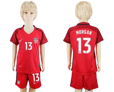 USA #13 Morgan Home Kid Soccer Country Jersey