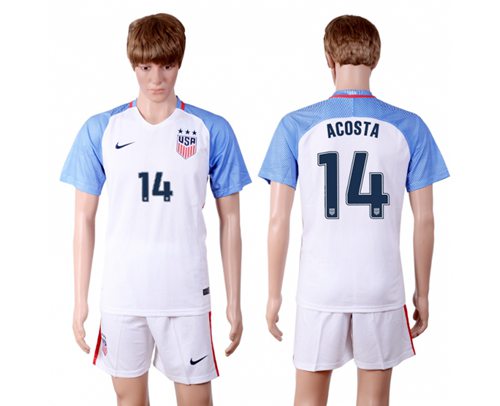 USA #14 Acosta Home(Three Star) Soccer Country Jersey USA #14 Acosta Home(Three Star) Soccer Country Jersey