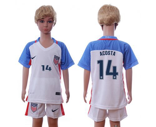 USA #14 Acosta Home Kid Soccer Country Jersey USA #14 Acosta Home Kid Soccer Country Jersey