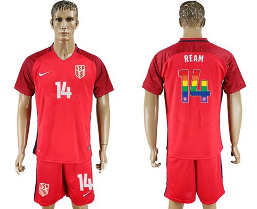USA #14 Ream Red Rainbow Soccer Country Jersey USA #14 Ream Red Rainbow Soccer Country Jersey