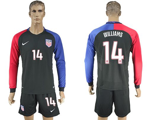 USA #14 Williams Away Long Sleeves Soccer Country Jersey USA #14 Williams Away Long Sleeves Soccer Country Jersey