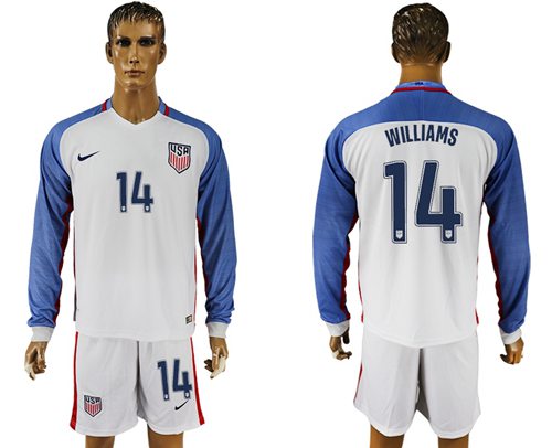 USA #14 Williams Home Long Sleeves Soccer Country Jersey USA #14 Williams Home Long Sleeves Soccer Country Jersey