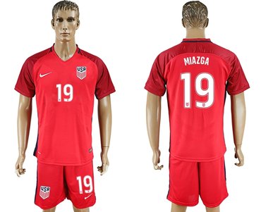 USA #19 Miazga  Red Home Soccer Country Jersey