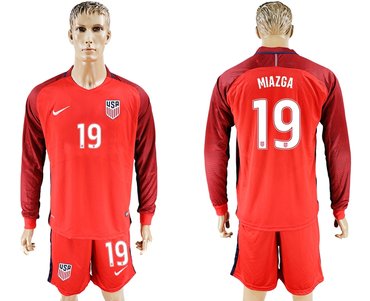 USA #19 Miazga Home Long Sleeves Soccer Country Jersey USA #19 Miazga Home Long Sleeves Soccer Country Jersey