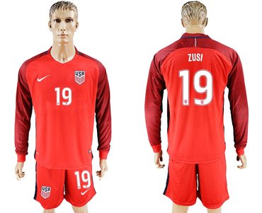 USA #19 Zusi Home Long Sleeves Soccer Country Jersey