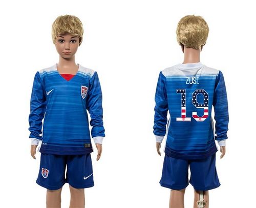 USA #19 Zusi Independence Day Away Long Sleeves Kid Soccer  Country Jersey