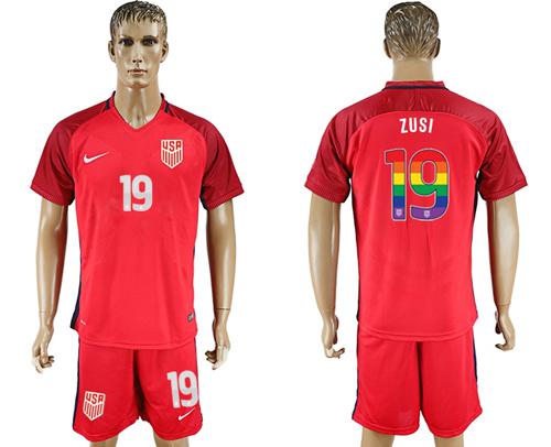 USA #19 Zusi Red Rainbow Soccer Country Jersey USA #19 Zusi Red Rainbow Soccer Country Jersey