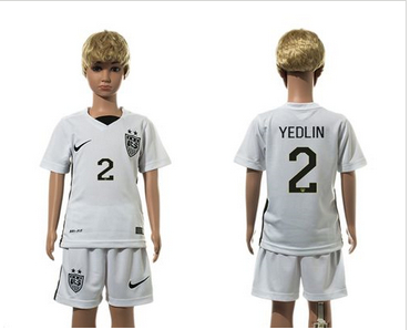 USA #2 Yedlin White Home Kid Soccer Country Jersey USA #2 Yedlin White Home Kid Soccer Country Jersey