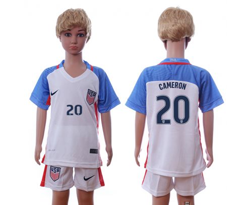 USA #20 Cameron Home Kid Soccer Country Jersey USA #20 Cameron Home Kid Soccer Country Jersey
