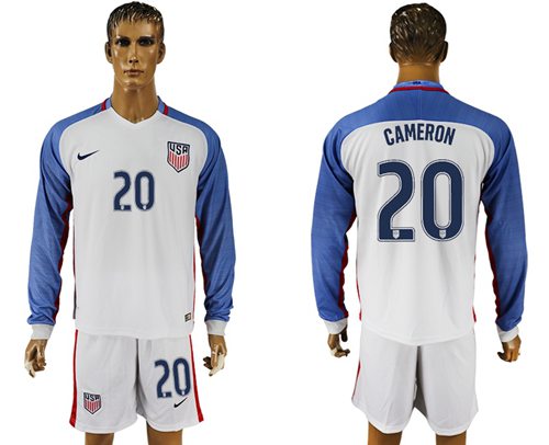 USA #20 Cameron Home Long Sleeves Soccer Country Jersey USA #20 Cameron Home Long Sleeves Soccer Country Jersey