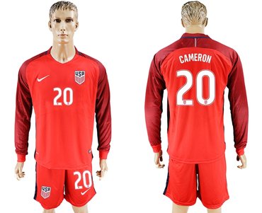 USA #20 Cameron Home Long Sleeves Soccer Country Jersey USA #20 Cameron Home Long Sleeves Soccer Country Jersey