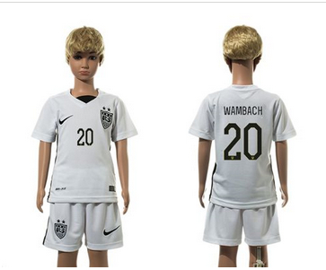 USA #20 Wambach White Home Kid Soccer Country Jersey
