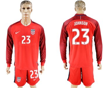 USA #23 Johnson Home Long Sleeves Soccer Country Jersey USA #23 Johnson Home Long Sleeves Soccer Country Jersey